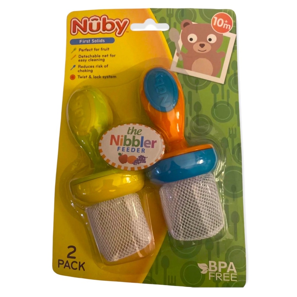 New Nuby 2-Pack Nibbler Mesh Feeders, Colors May Vary